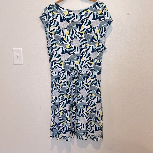 NWOT Lands End Fit and Flare Faux Wrap Dress Angelfish PL Sundress - Picture 2 of 7